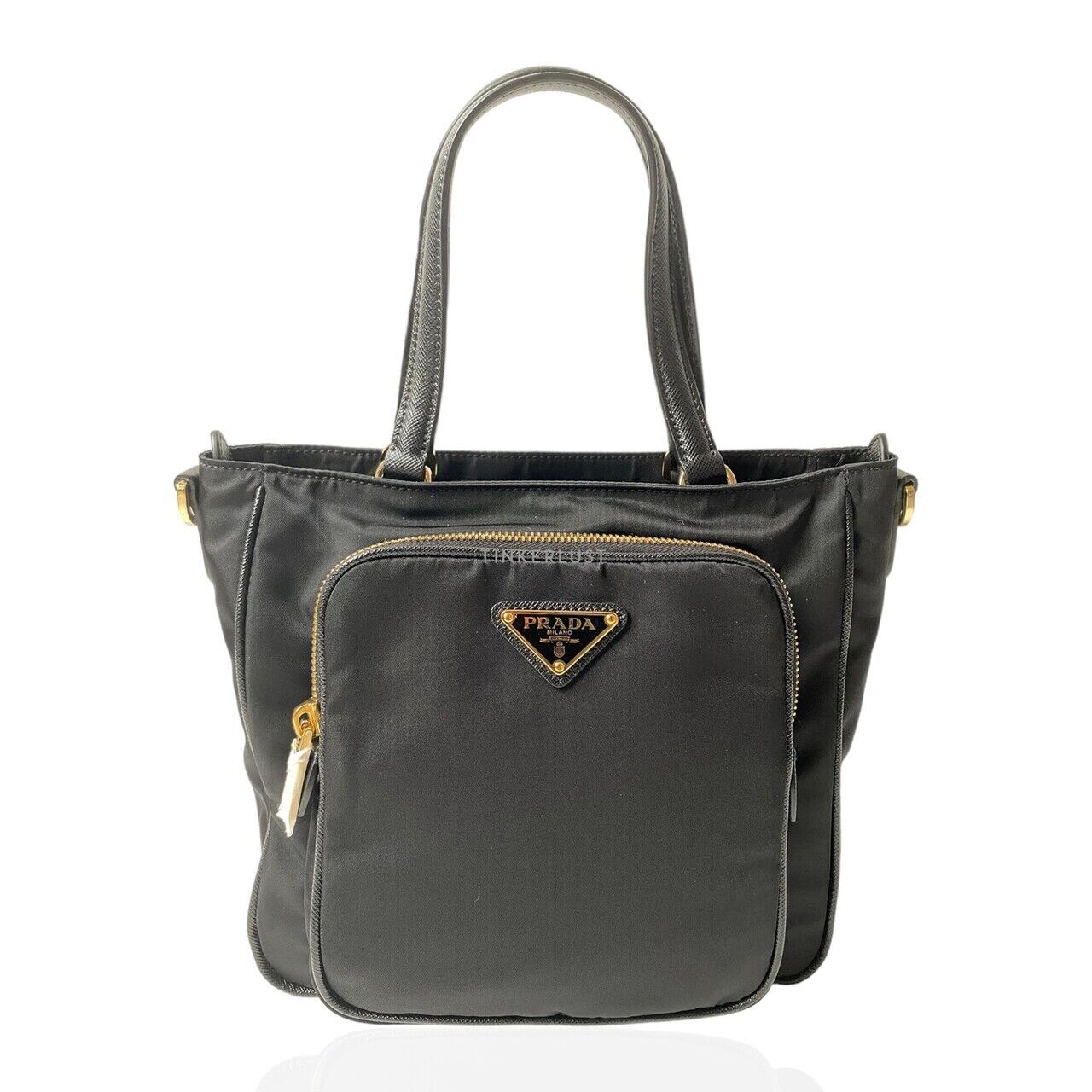 tas satchel Prada 1BG308 Shopping Front Pocket Tessuto Saffiano Nero  Satchel | Tinkerlust